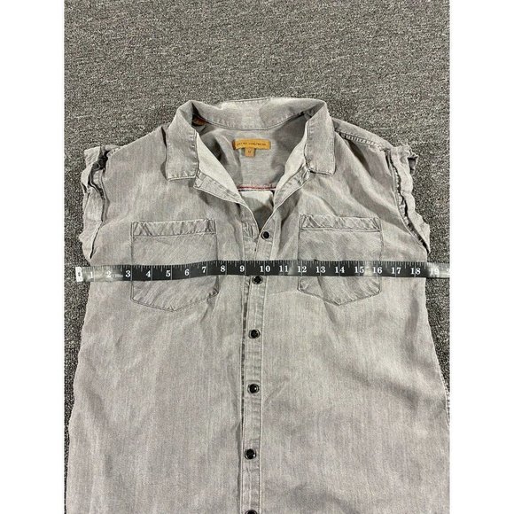 Zachs Girlfriend Button Up Shirt Womens Medium Gray Sleeveless Blouse Ladies M - Picture 3 of 11